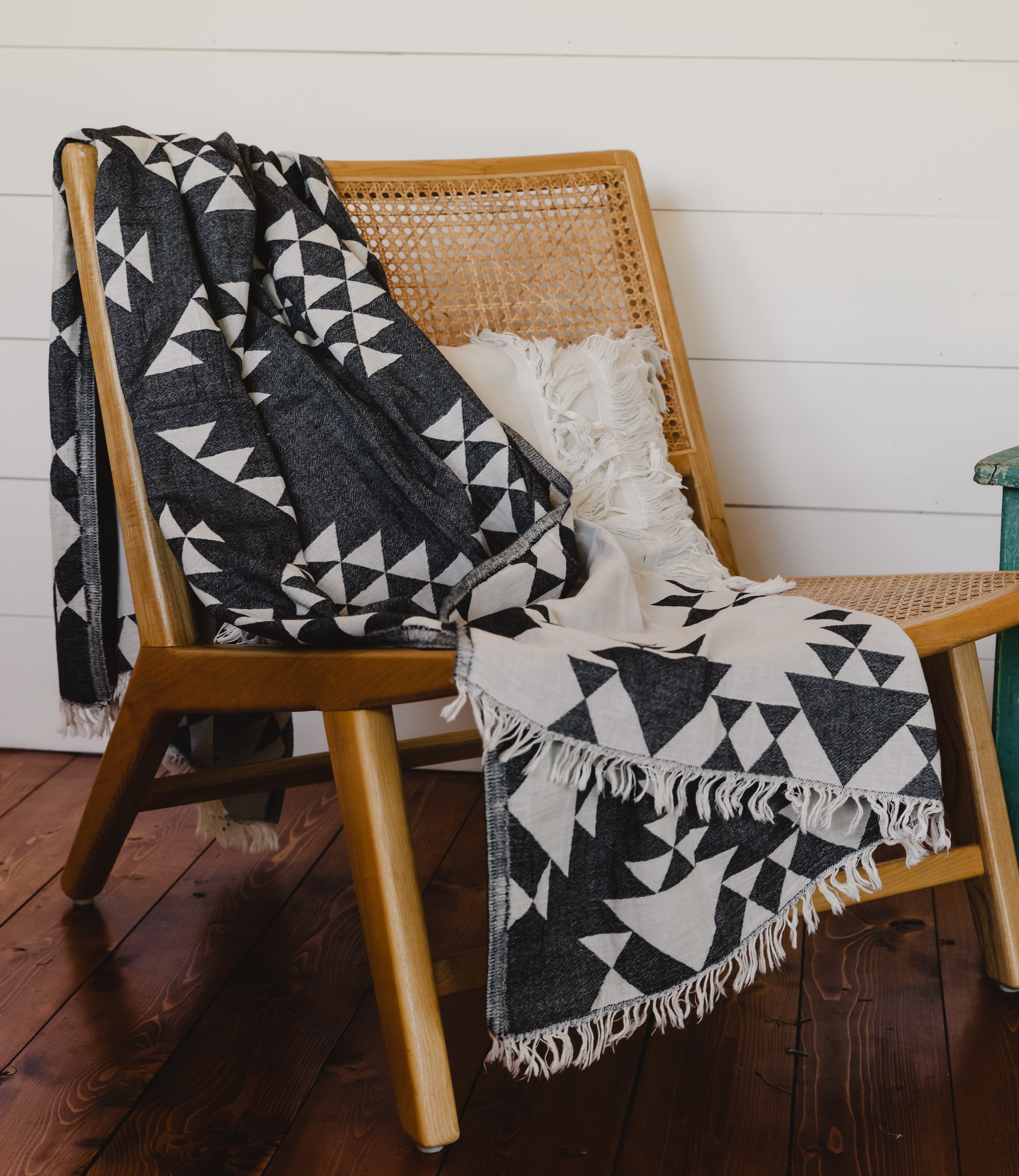 Geometric Black White And Turquoise Tribal Aztec Hand Towel Bath